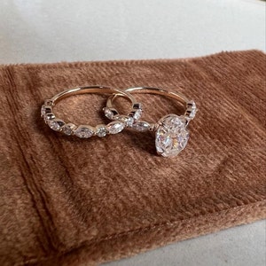 Cluster Baguettes & Double Halo Oval Moissanite Engagement - Etsy