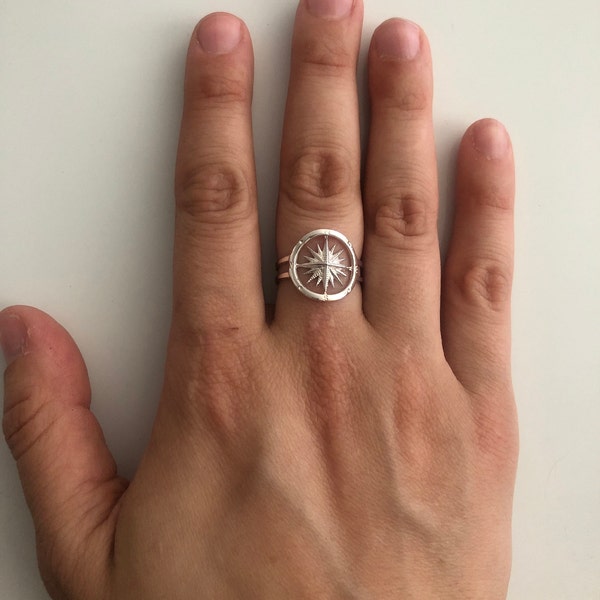 Sailor Compass Ring Sterling Silver - Compass Jewelry - Nautical ...