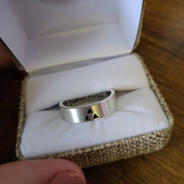It's Dangerous to Go Alone - Triforce Wedding Band Geeky Retro