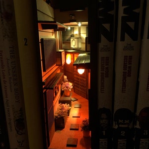 MINIALLEY Bibliothèque japonaise assemblée et peinte - Insert de  bibliothèque - Décor Alley Book Nook