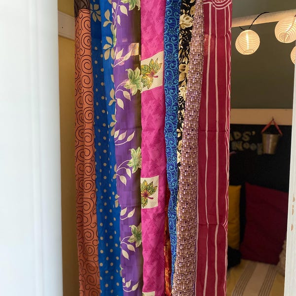 Boho Saree Curtains Upcycled Handmade Saree Curtain With Saree Strips ...