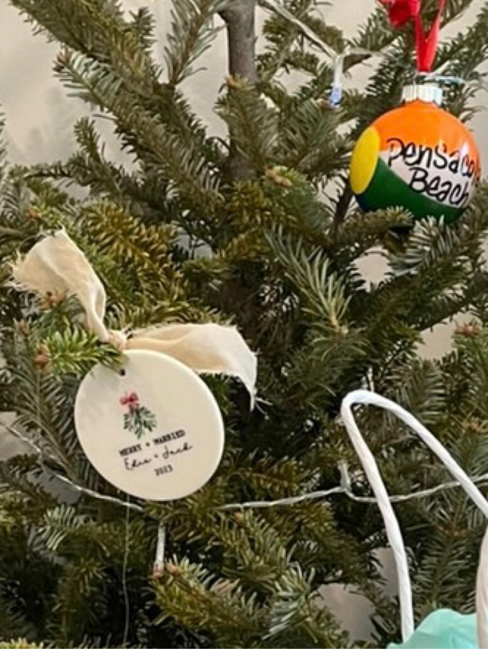 Merry and married ornament mr and mrs first christmas married wedding day just married newlywed christmas gift idea year personalized names