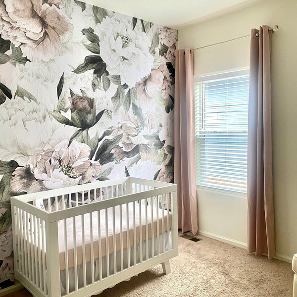 Vintage Roses and Peonies Peel and Stick Wallpaper | Removable ...