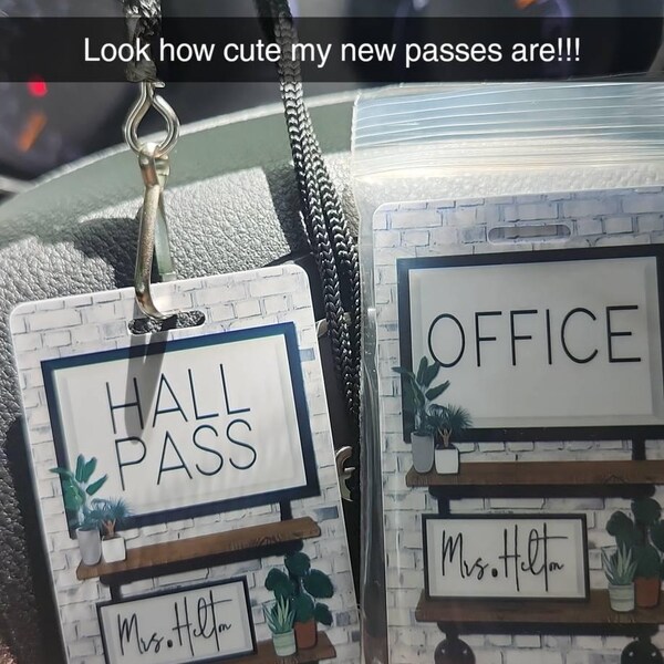 Varsity Theme Classroom Hall Passes for Teachers, Personalized, Hall ...