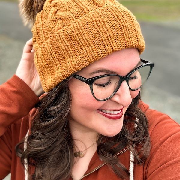 Hat KNITTING PATTERN - Cable Knit Beanie Pattern, Classic Aran Cable ...