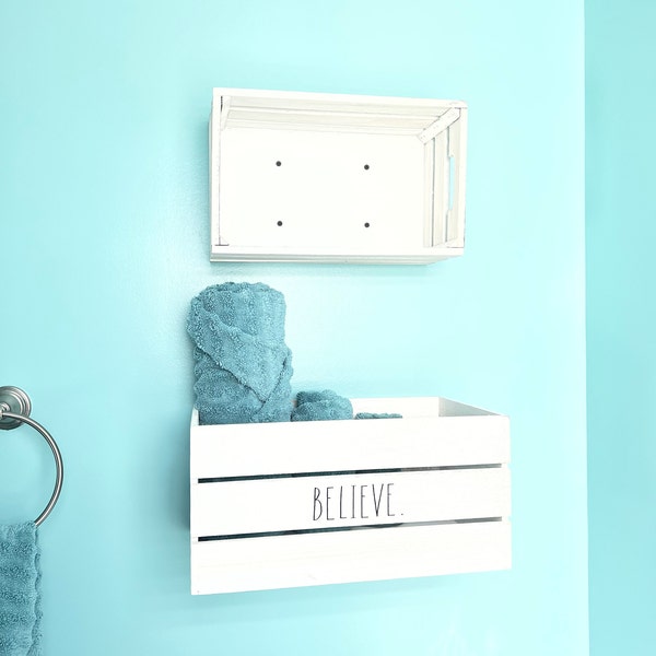 Set of 3 - Whitewashed Wood Crates, Rustic Boxes Boho Vintage Decor ...