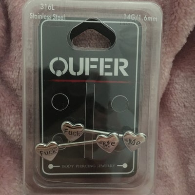 2pcs 14G cum Here, Lick Me, Bite Fuck Me, Suck Itnipple Piercing ...