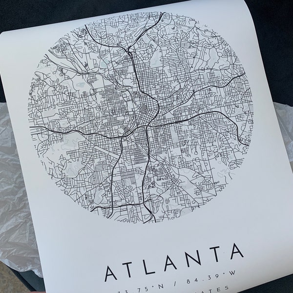 Atlanta Map, Minimalist Map, Atlanta Print, Atlanta Poster, Atlanta Art ...