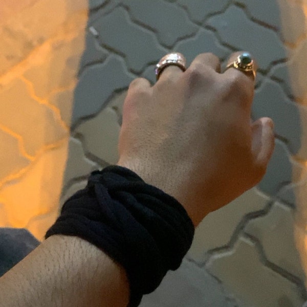 Gold Wide Wrist Cuff Bracelet, Golden Jersey Wrist Tattoo Cover up ...