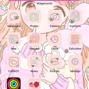 Kawaii App Icons Cute Anime iPhone IOS Kawaii App Icons iOS 14 | Etsy