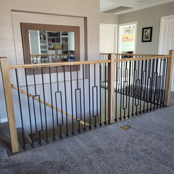 Iron Balusters - Modern Rectangle Metal Spindles for Stairs - Satin ...