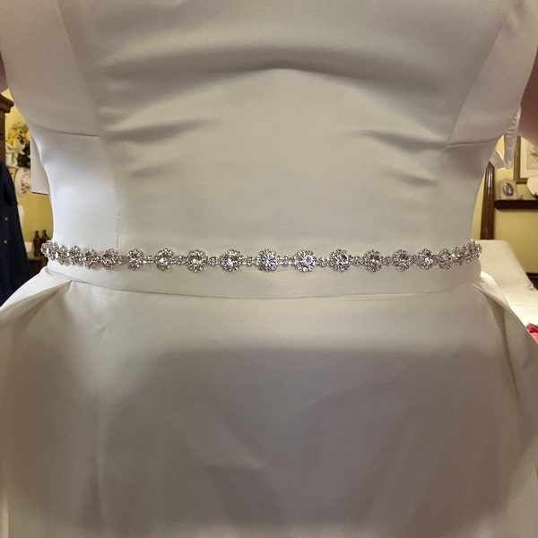 Thin Crystal Rhinestone Belt- Bridal Belt- Silver Bridesmaid Belt- Thin ...