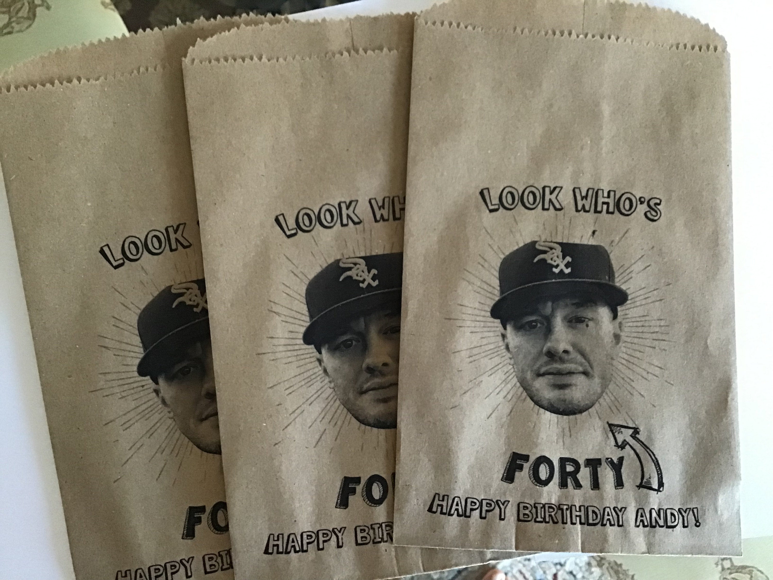 (Set of 15pcs)Custom Birthday Favor Bags, Favor Bags, Custom Printed on Kraft Brown Paper Bags