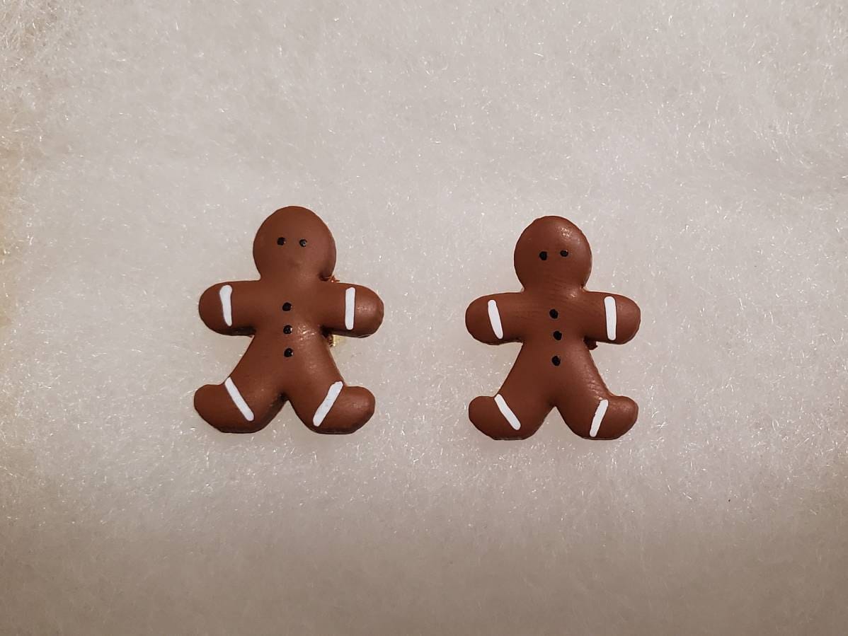 Holiday Studs | snowflake mocha latte coffee cup tree gingerbread man candy cane knit mitten holly leaf Bow polymer clay Christmas earrings