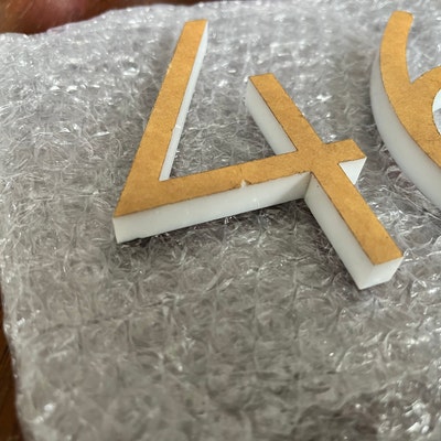 Laser Cut Matt Grey & Gold House Sign – Personalised Address Plaque With Numbers