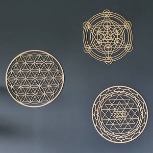 Sacred Geometry, Sri Yantra, Metatron's Cube, Flower of Life Set of 3 ...