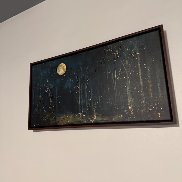 Moon & Stars Wall Art, Vintage Dark Forest Landscape Nature Decor ...