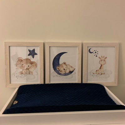 Nursery Wall Art Animals, Baby Room Decor Navy Blue, Baby Room Decor ...