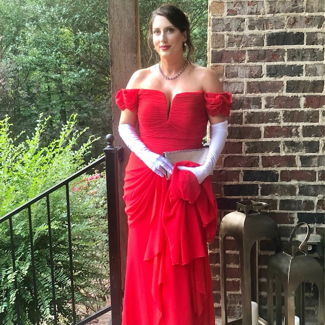 open lace back dress Vivian Ward Crimson 0ff the Shoulder Dress Julia Roberts Red Dress in –  Cosplayrr