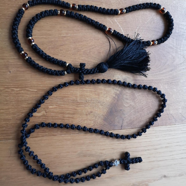 2 Braccialetti Ortodossi Da Preghiera In Corda Nera Con Perline E Croce, Regolabili E Fatti A Mano, Per Uomini E Donne