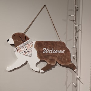 Picture of Longhair Dachshund Wood Door Hanger, Wall Art Hanging Handmade Decor ...