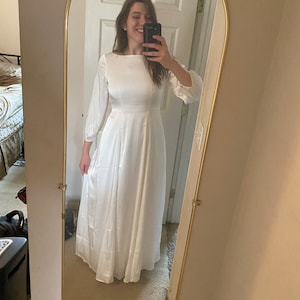 Lea Twisted Midi Dress / Tea Length White Dress / Long Sleeves - Etsy