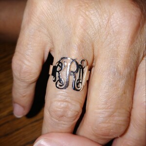 Initial Monogram Ring Personalized Monogram Ring Three Initial Ring ...