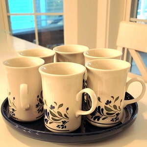 Pier One Tea Set With Teapot and 3 Tea Cups Blue Paisley Ceramic - Etsy