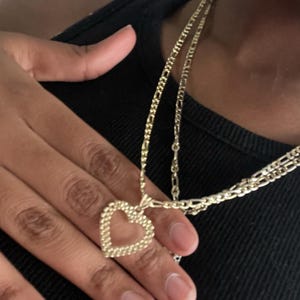 10k Solid Gold Rollie Heart Love Charm Pendant Necklace Gift for