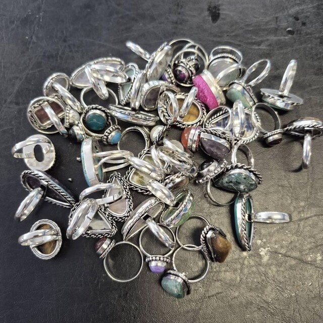 27-Piece Mixed Natural Gemstone Pendants Lot – 925 Silver Overlay On Brass – Handmade From India