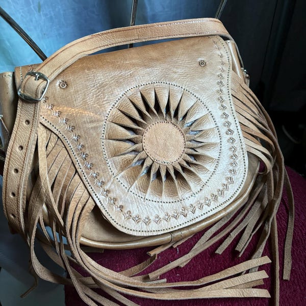 Jos Binne Native American Leather Fringe Bag by Jos Binne