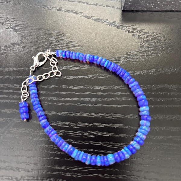 Natural Ethiopian Purple Fire Opal Smooth Rondelle Beads Bracelet 7 ...