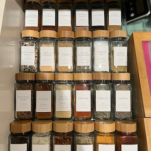 160 Minimalist White Spice Labels. Preprinted Modern Farmhouse