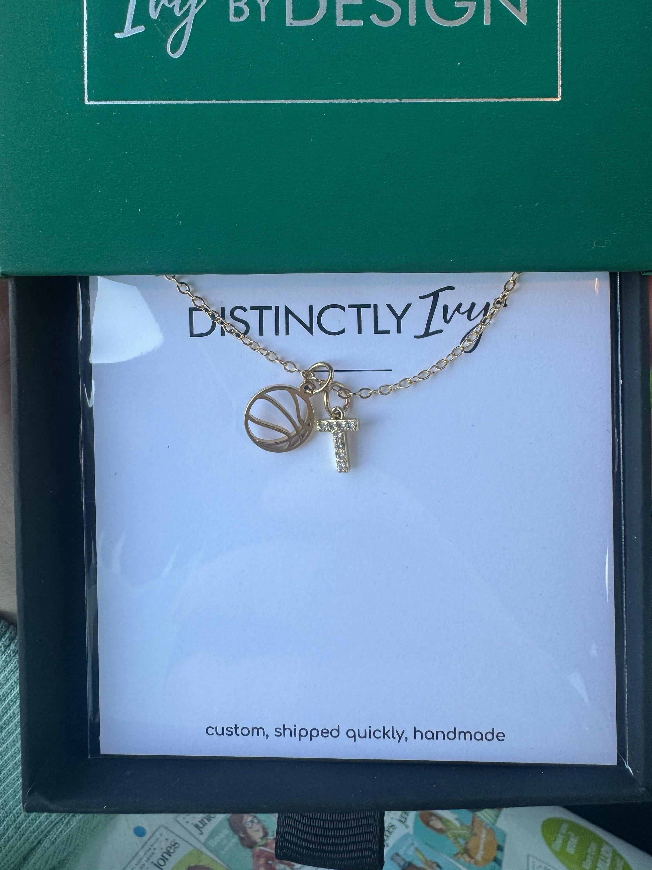 Personalized Basketball Necklace Sports Mom • CZ Initial Pave Crystal Gold • Coach Jewelry Team Gift • Gold Basketball Outline Player Gift