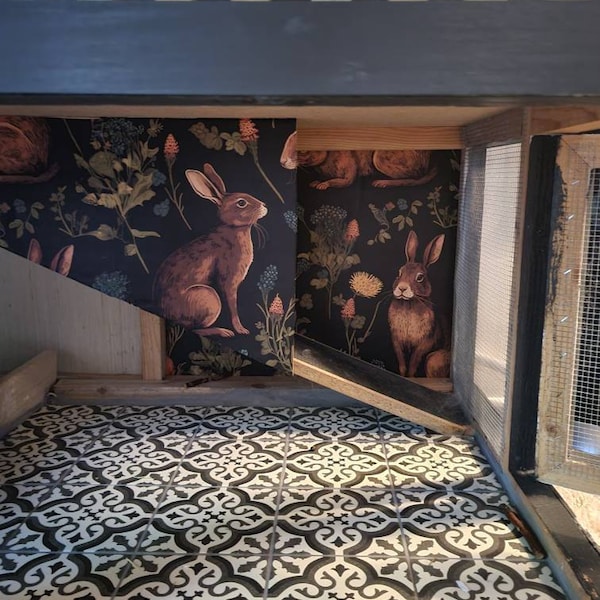 Medieval Rabbit Peel and Stick Wallpaper - Woodland Bunny Fern ...