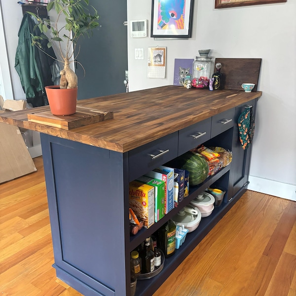 Kitchen Island, Custom Butcher Block Kitchen Island With Seating Option, Dining Table With ...