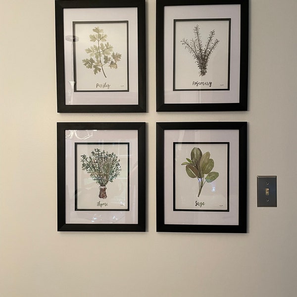 Herbs Set of 4 Watercolor Painting, Kitchen Prints, Sage Thyme Rosemary ...