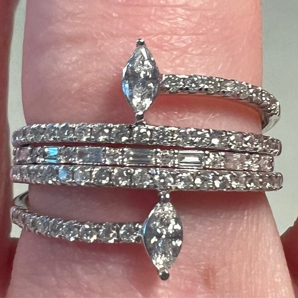 14k Baguette and Round Diamond Half Eternity Band,half Eternity Ring ...