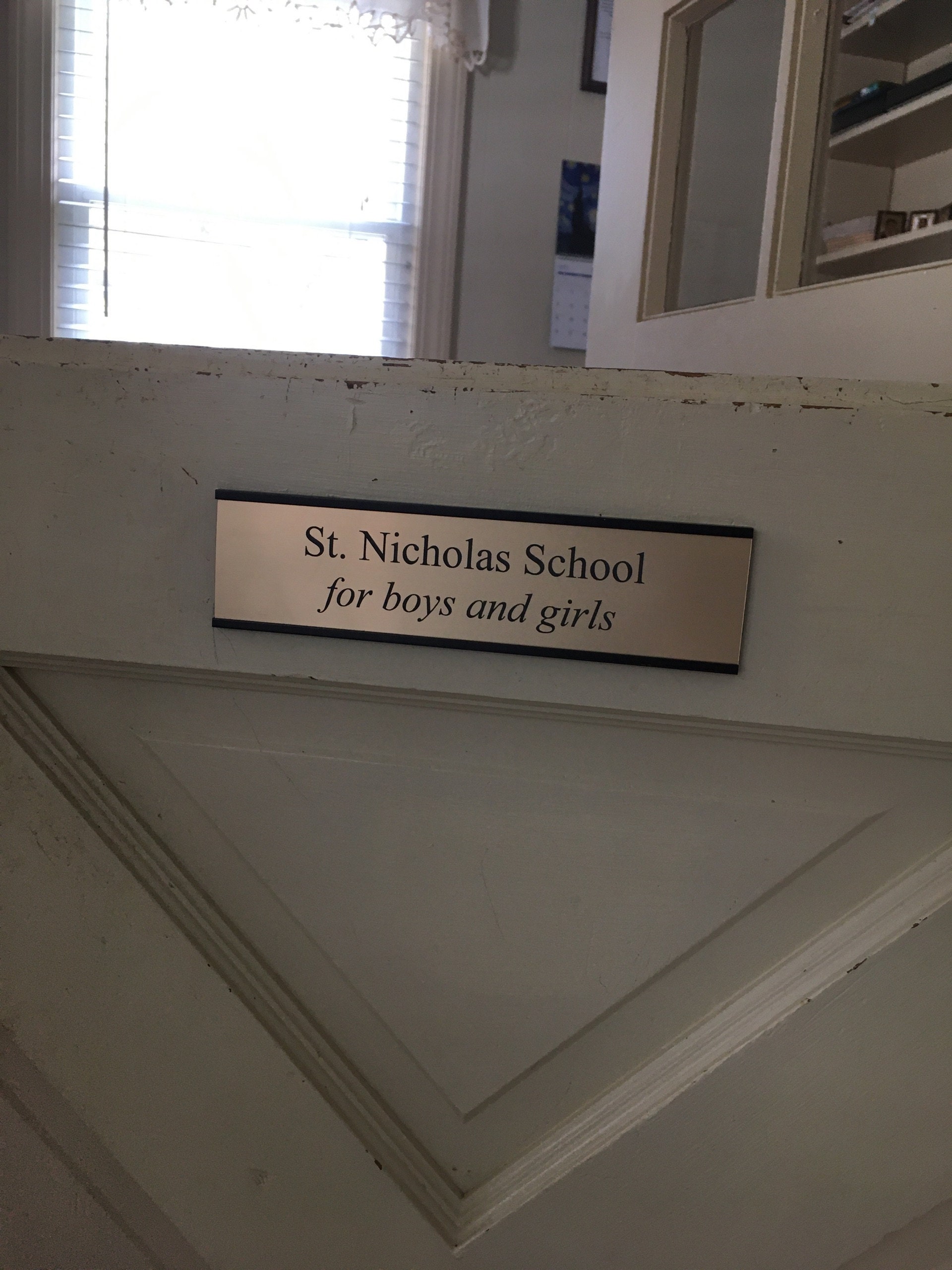 2&quot; x 8&quot; Laser Engraved Name Plate with Silver Aluminum Holder Adhesive Backed - Wall - Cubicle - Door - Flush Mountable