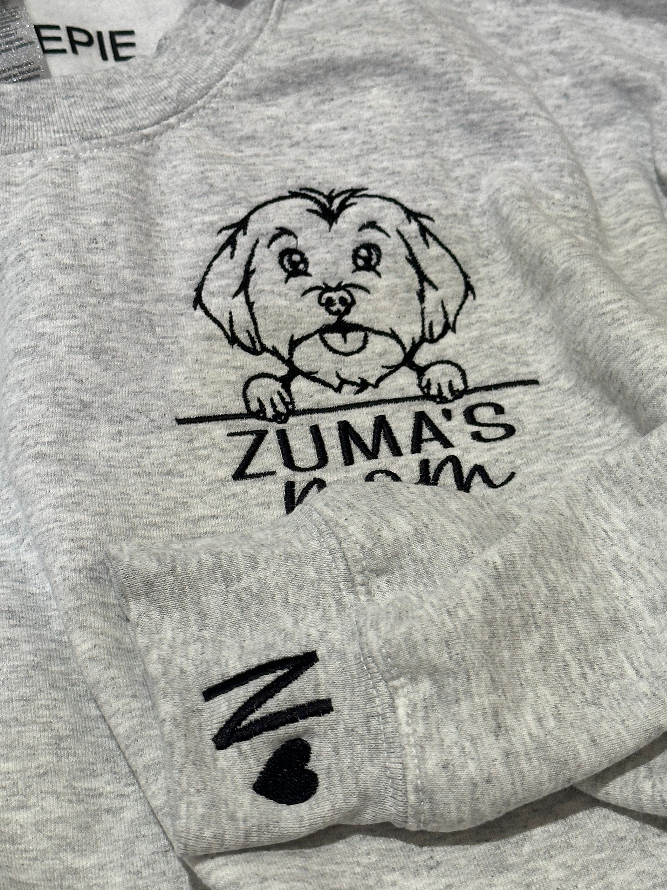Personalized Pet Embroidered Crewneck with Name On Sleeve, Embroidered Apparel Sweatshirt,Dog Sweatshirt, Custom Dog Crewneck