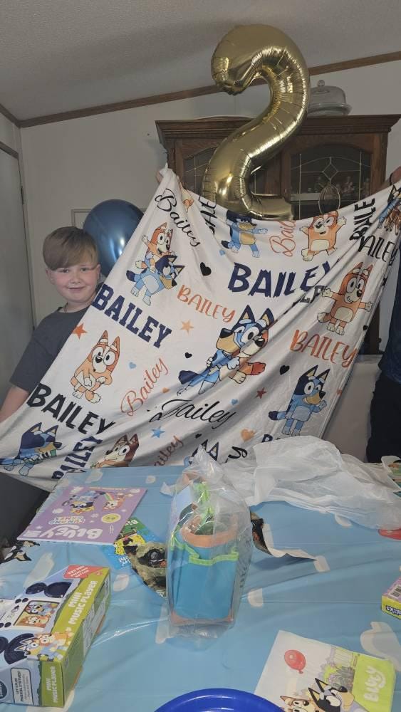 Custom Bluey Blanket | Plush Throw for Kids | Baby Blanket Gift | Bluey Baby Blanket for Boys & Girls | Soft Baby Blankets | Name Blanket