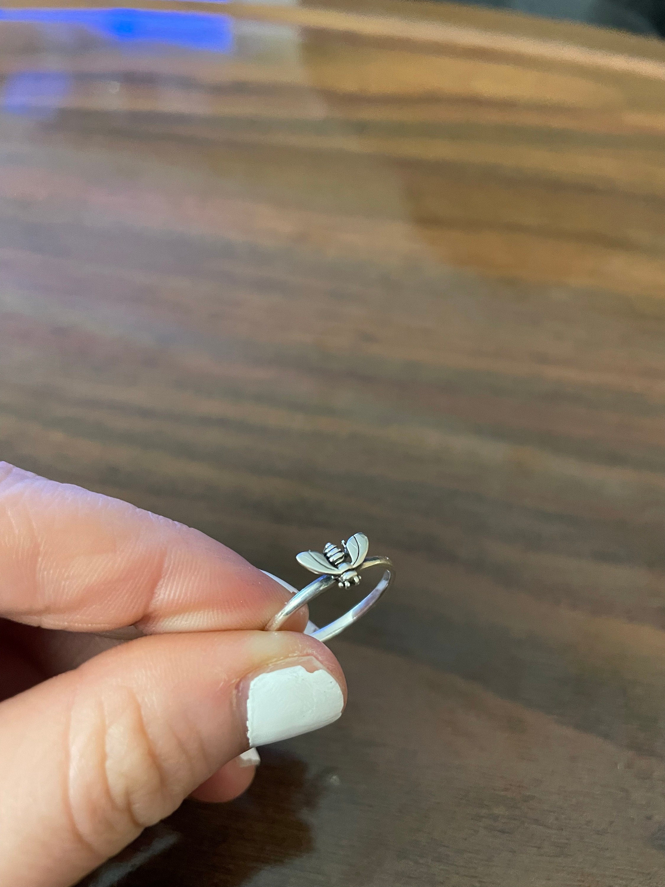 Silver Bee Ring | Sterling Silver Unique Stacking Ring Gift for Her