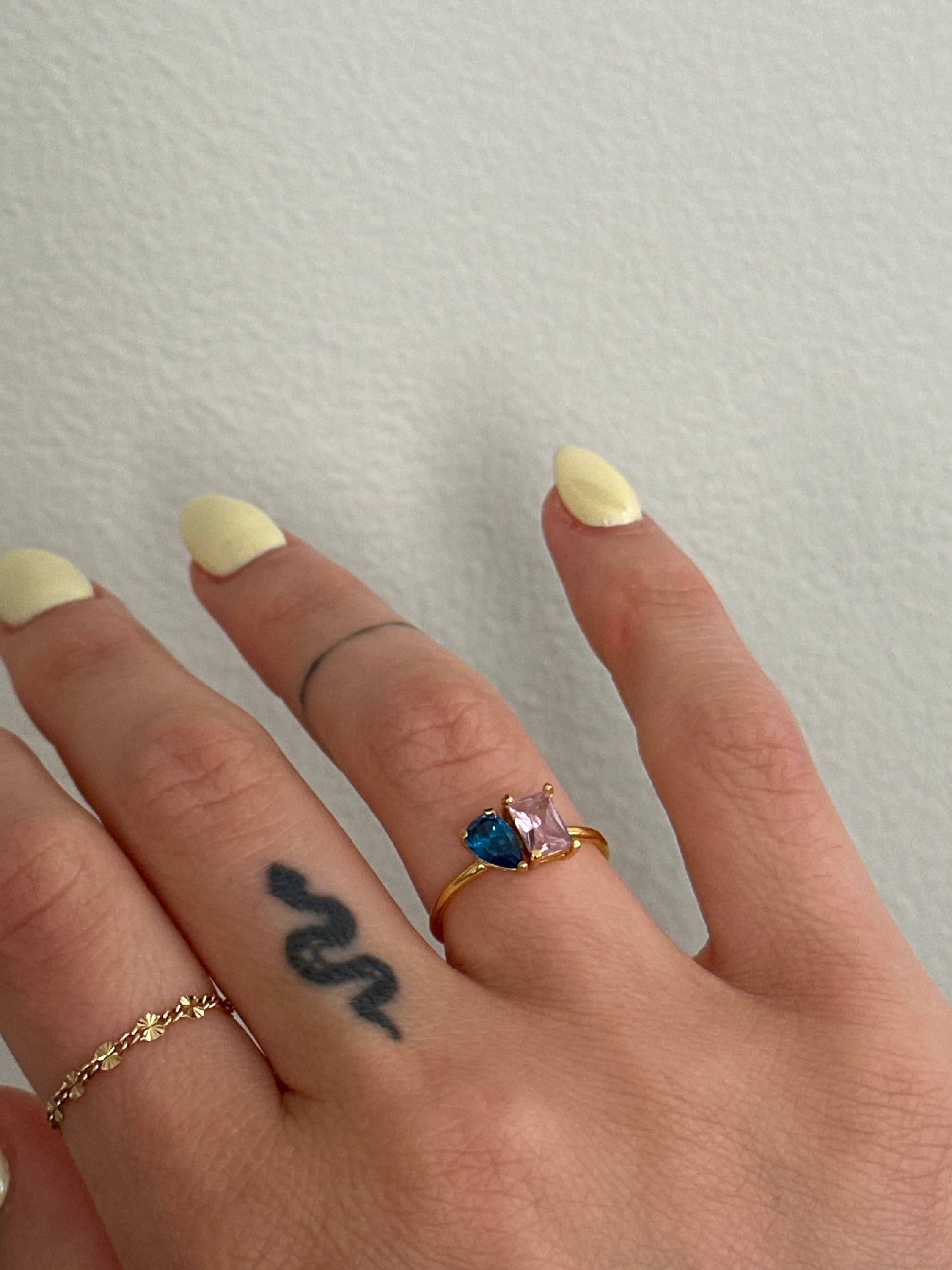 Emerald & Pear Cut Birthstone Ring by Caitlyn Minimalist • Custom Toi et Moi Gemstone Ring • Vintage Jewelry • Perfect Couples Gift • RM124