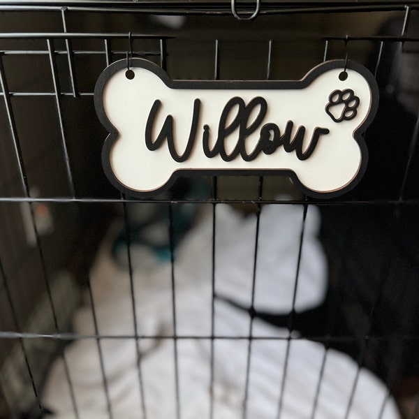 Personalized Wooden Dog Crate Name Sign, Custom Pet Gift - Etsy - Dog Crate Name Plates