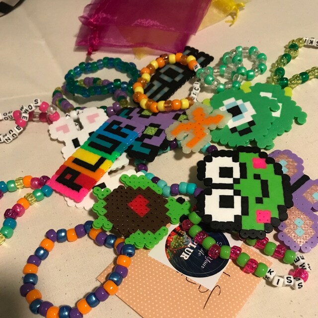 6 Sparkle Rainbow Kandi Bracelets, Perler Jewelry, Artkal, Party Favor –  GalaxyofPixels