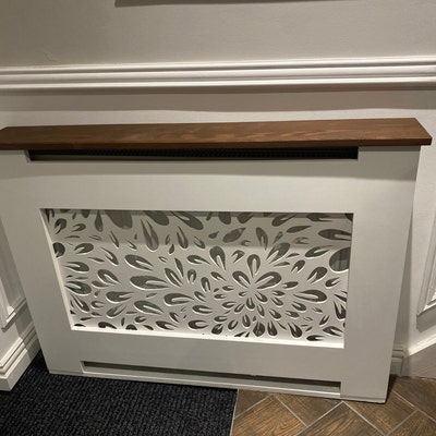 Bespoke Custom Radiator Cover Solid White Oak Top Grey Wash UK - Etsy