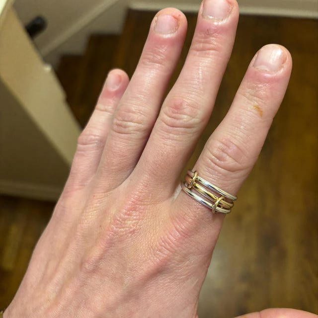 14KGF Two Tone Link Connected Rings, Interlocking Ring, Gold