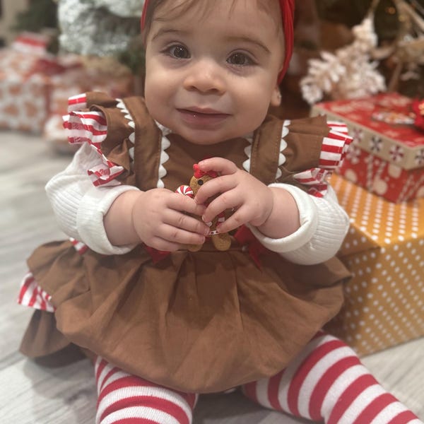 Gingerbread Long Sleeve Romper