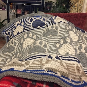 Crochet Pattern Big Paws Pet Blanket for a Dog or Cat Made With Mosaic ...