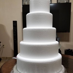 5 pc CAKE DUMMY set w/rounded edges 4" Thick SQUARE 6" to 14" EPS Foam Wedding 